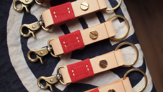 牛仔布皮革鑰匙圈