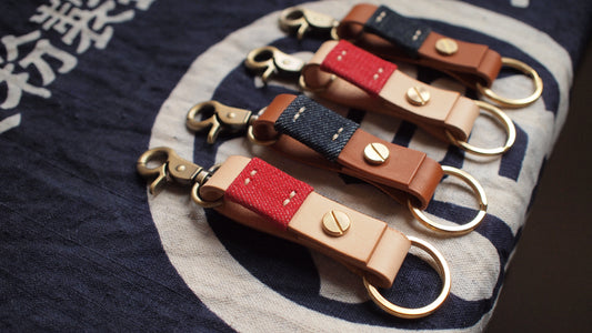 牛仔布皮革鑰匙圈