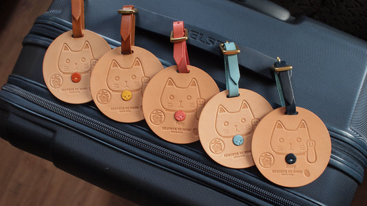 招財貓皮革行李吊牌 (可刻字)