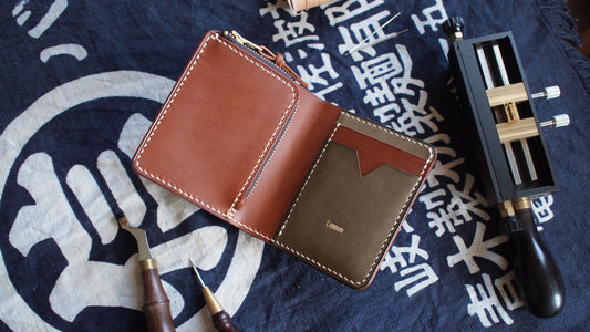 青海波皮革短銀包 (零錢位款式)