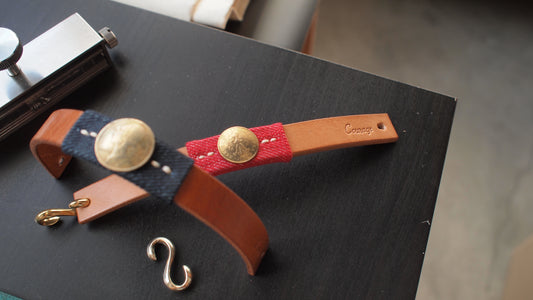 印第安風格牛仔布皮革手帶