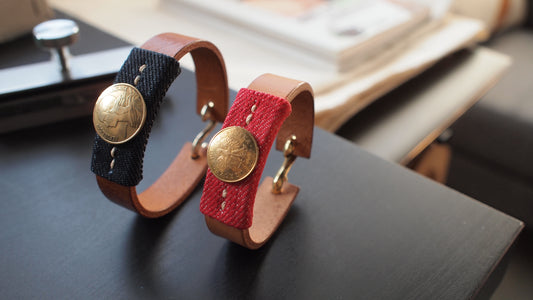 印第安風格牛仔布皮革手帶