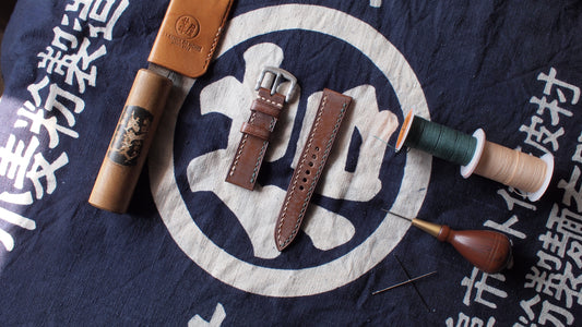 客製化意大利擦蠟皮革雙色線錶帶訂製 Apple Watch