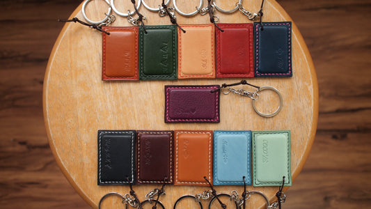 客製化意大利皮革迷你八達通套鎖匙扣