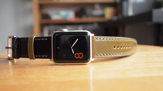 Japanese cordovan leather two-color strap custom-made for Apple Watch