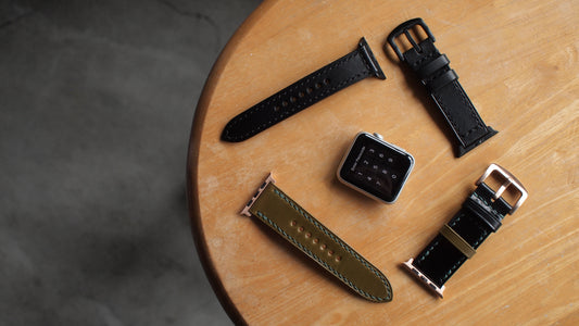 Japanese cordovan leather two-color strap custom-made for Apple Watch