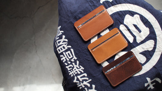 客製化意大利皮革拼日本藍染古布卡片套