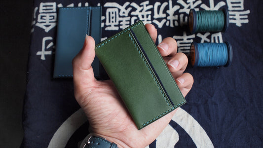 客製化日本櫪木皮革藍染古布卡片套