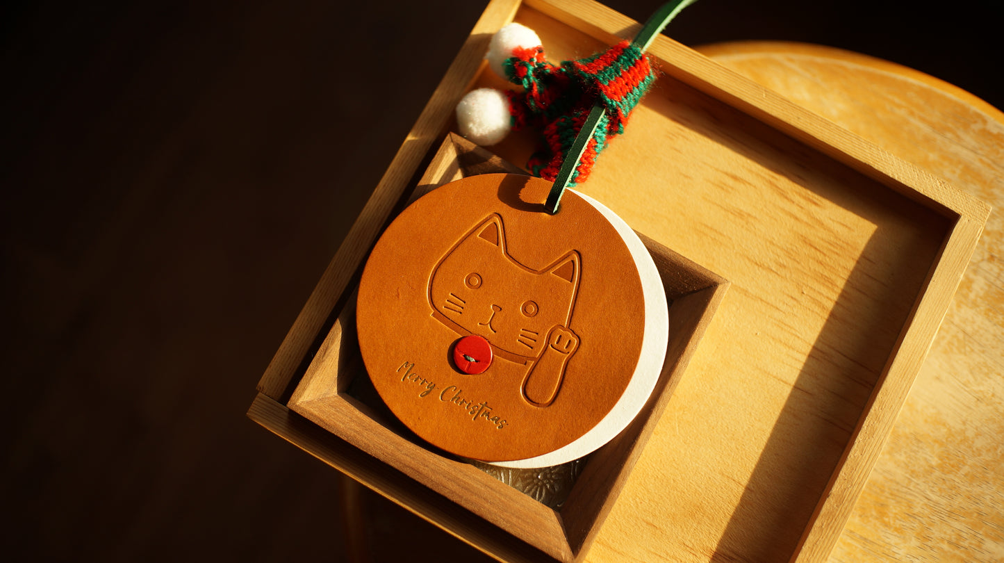 皮革聖誕圓牌掛飾