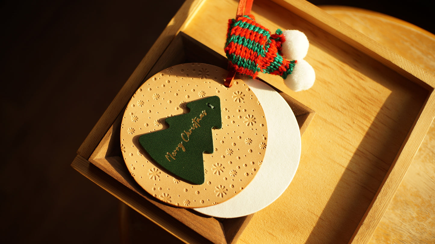 皮革聖誕圓牌掛飾