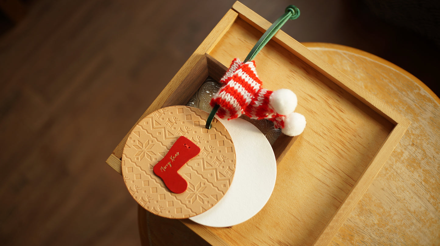 皮革聖誕圓牌掛飾