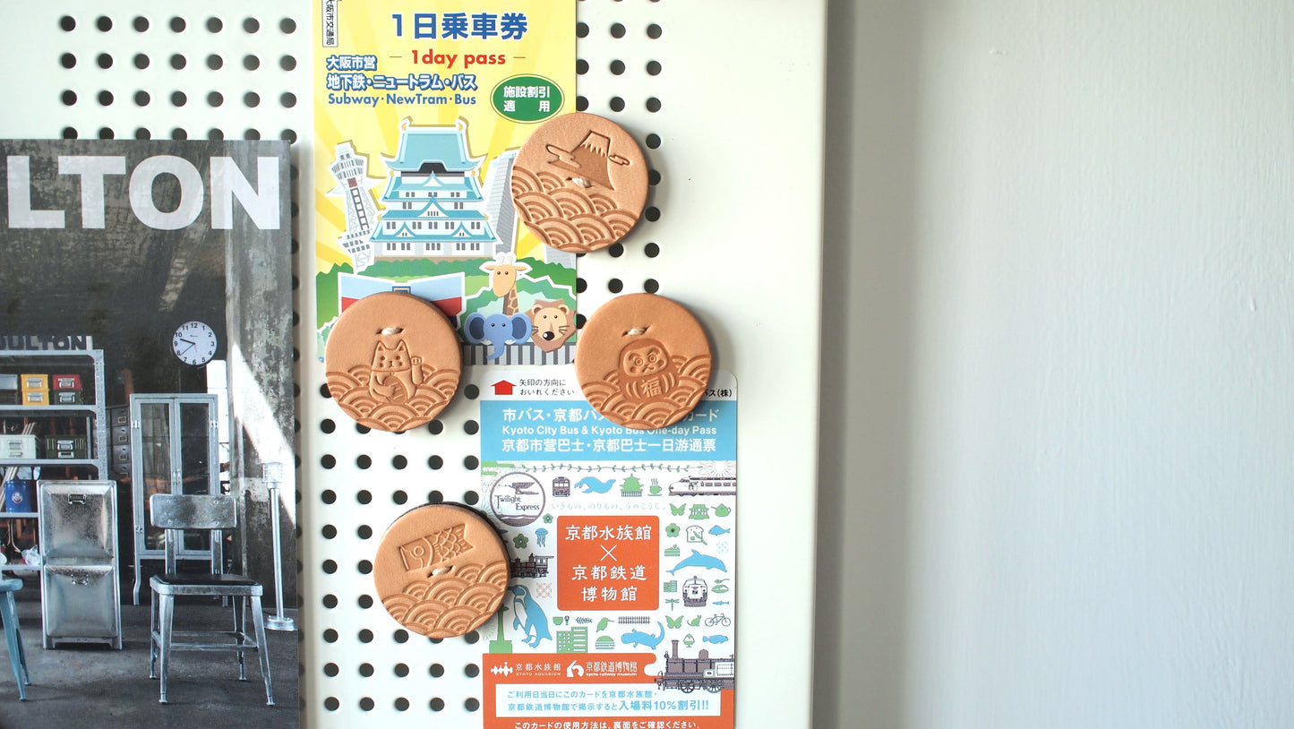 Mt. Fuji Lucky Cat Dharma Carp Refrigerator Sticker Magnet Sticker