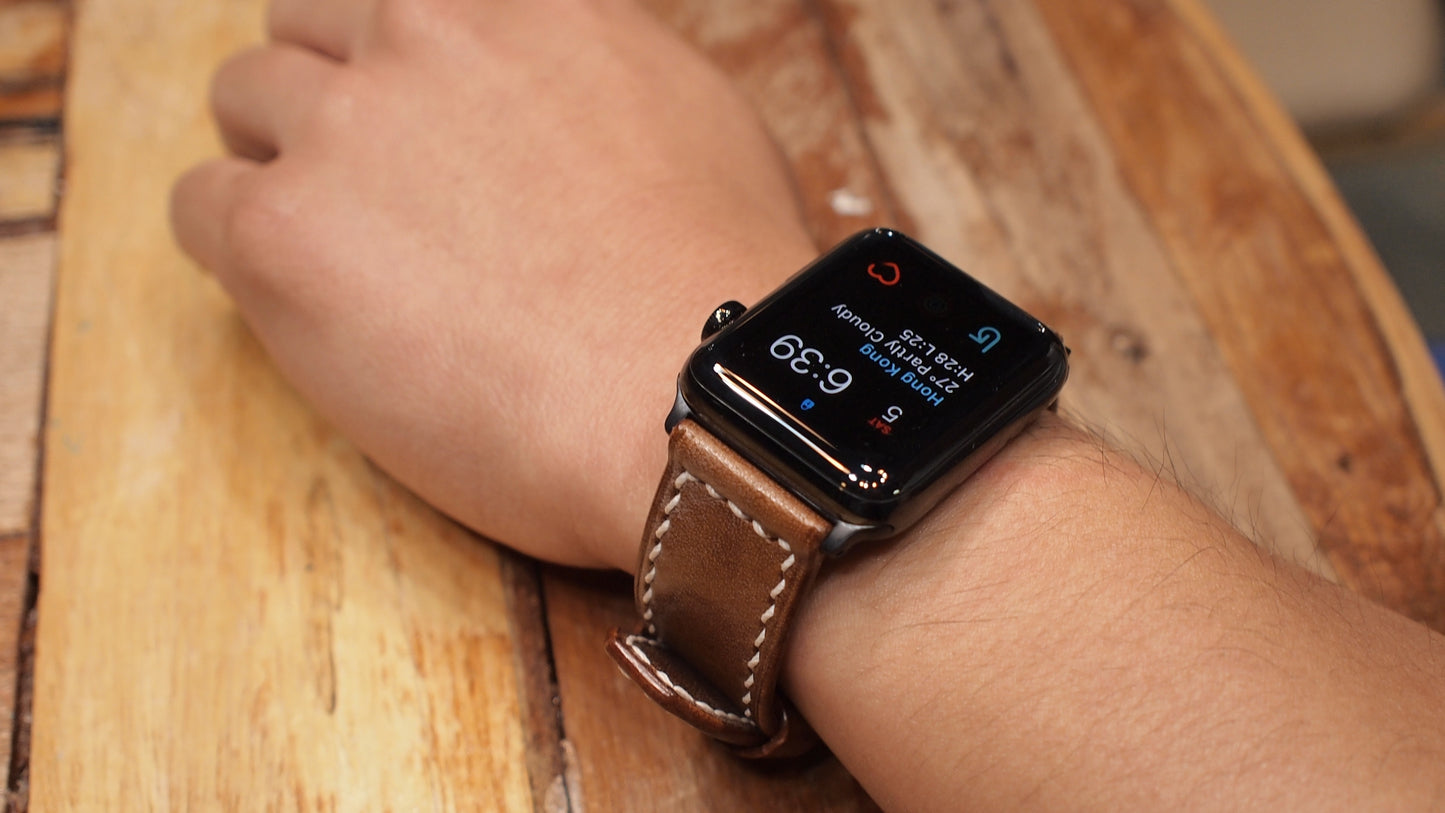 客製化意大利擦蠟皮革錶帶訂製 Apple Watch