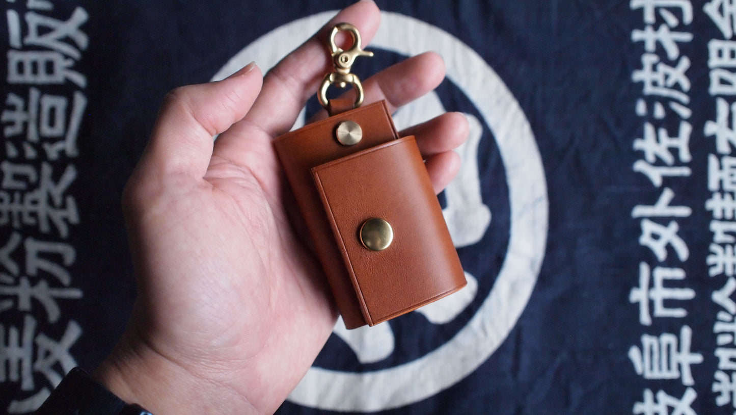 Leather Keychain Bag with Mini Octopus Holder