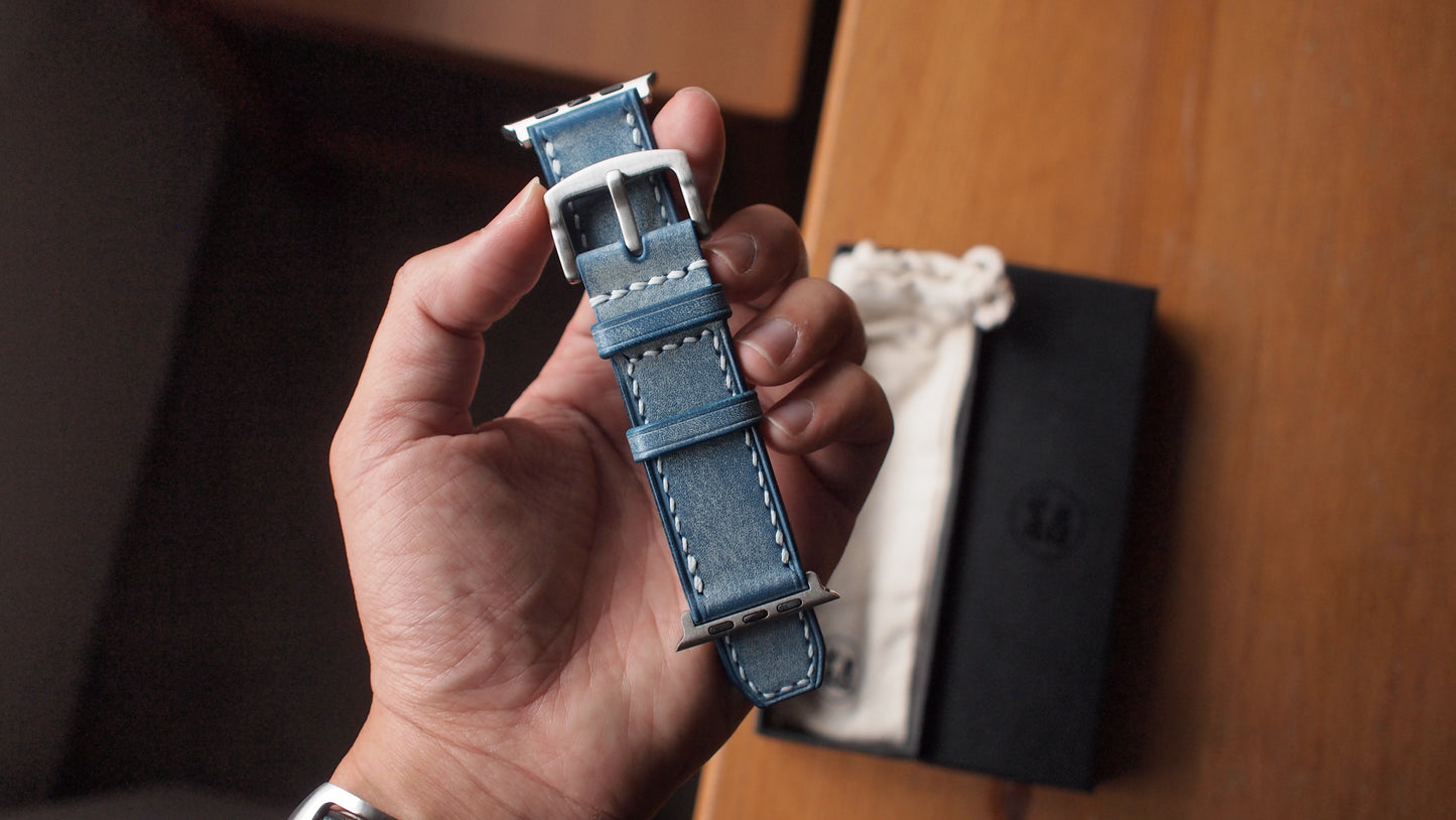 Customized Italian Waxed Leather Strap for Apple Watch