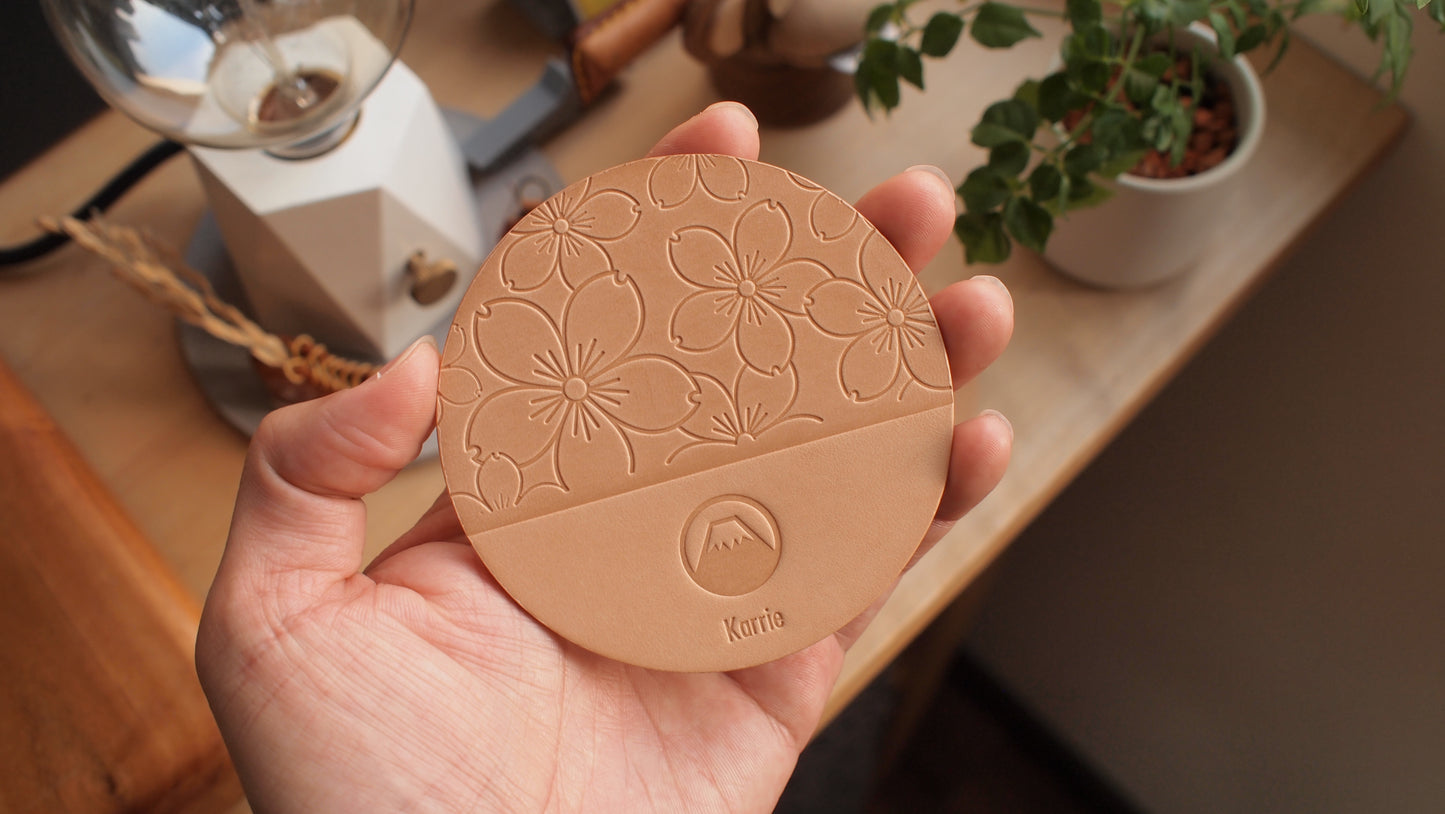 Mount Fuji leather coaster