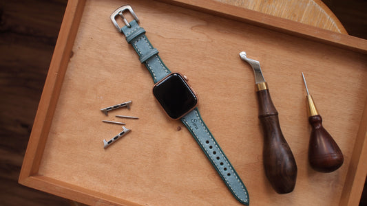 客製化意大利擦蠟皮革錶帶訂製 Apple Watch (縮腰款)