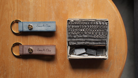Italian Brass Keychain in Waxed Leather