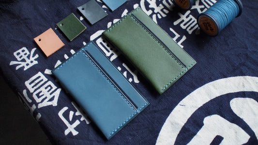 客製化日本櫪木皮革藍染古布卡片套