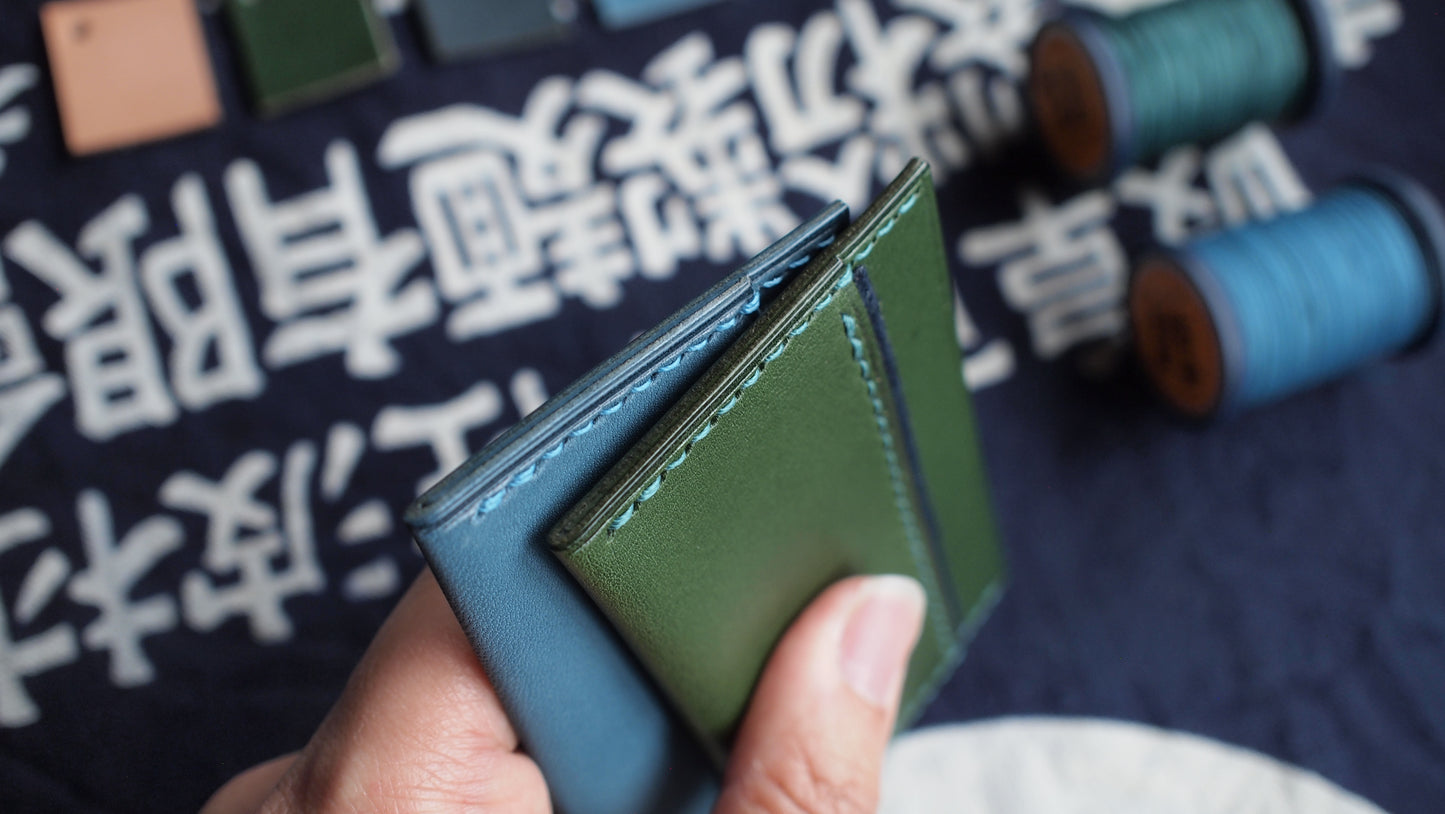 Customized Japan Tochigi Leather Indigo Dyed Ancient Cloth Card Holder