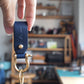Brass Horseshoe Buckle Leather Keychain