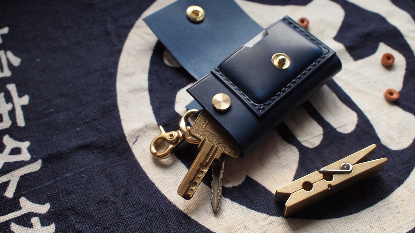 Leather Keychain Bag with Mini Octopus Holder